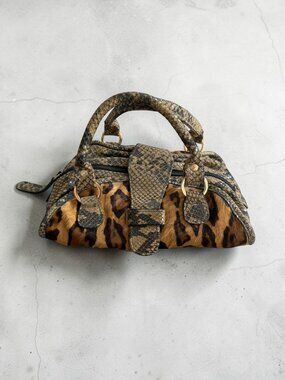 CLEVER CARRIAGE COMPANY Animal Print Calf Hair Leather Mini Bag